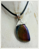 Colgante de cuarzo aura titanio y plata