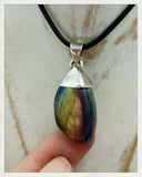 Colgante de cuarzo aura titanio y plata