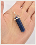 Colgante punta biterminada de cuarzo azul y plata
